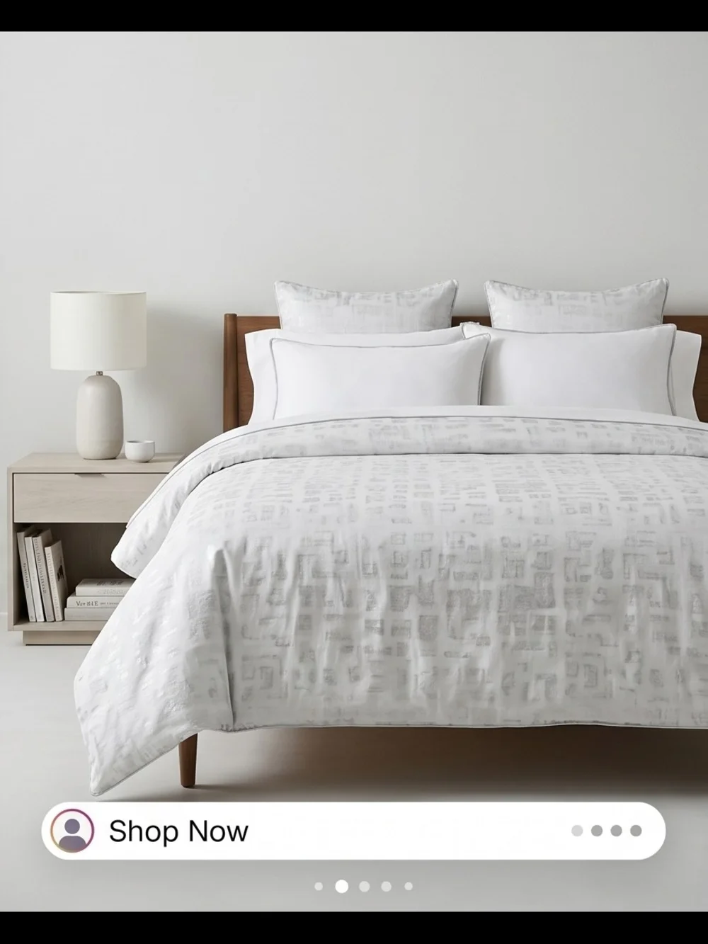 West Elm Metallic Luxury White and Light Gray Duvet Cover Set - Modern Bedding